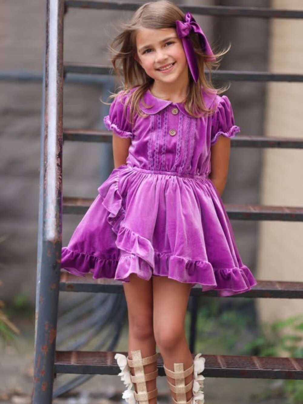 Lovely Elizabeth June Violette Augusta Velvet Dress & Shorts Set
